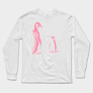 pink penguin vintage artwork Long Sleeve T-Shirt